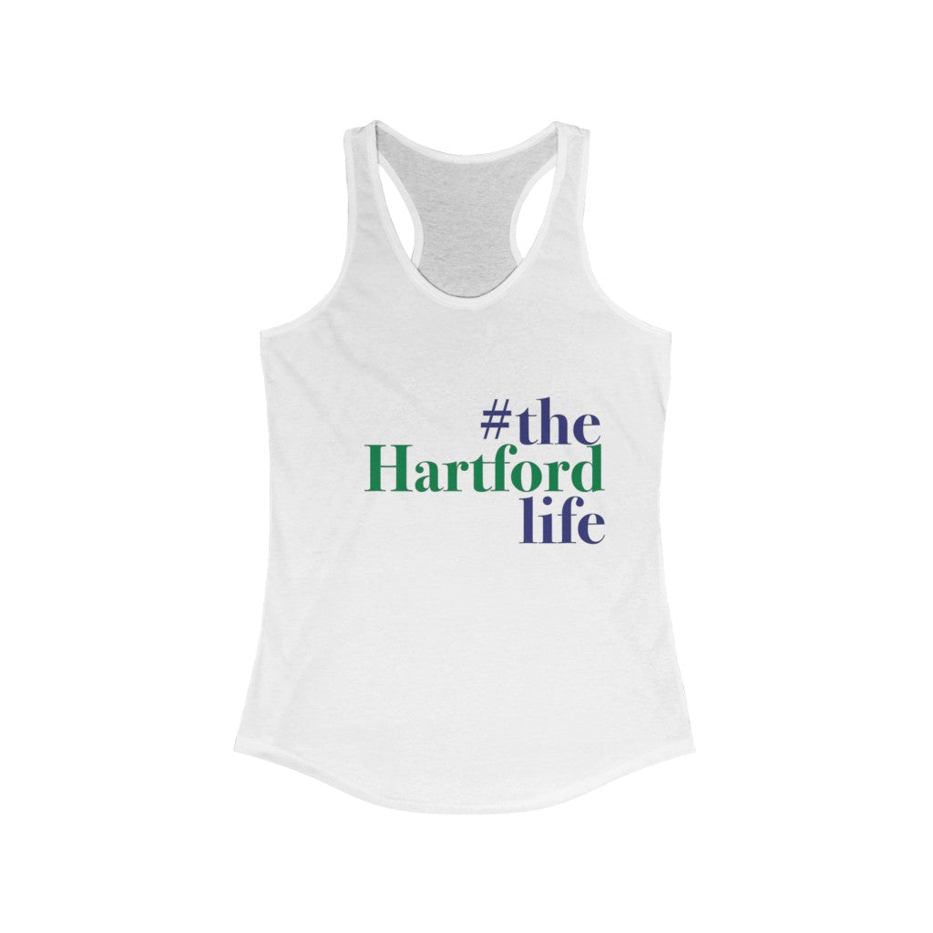 #thehartfordlife Women's Ideal Racerback Tank Proceeds help grow Finding Connecticut's website and brand. Click here to go back to our home page.