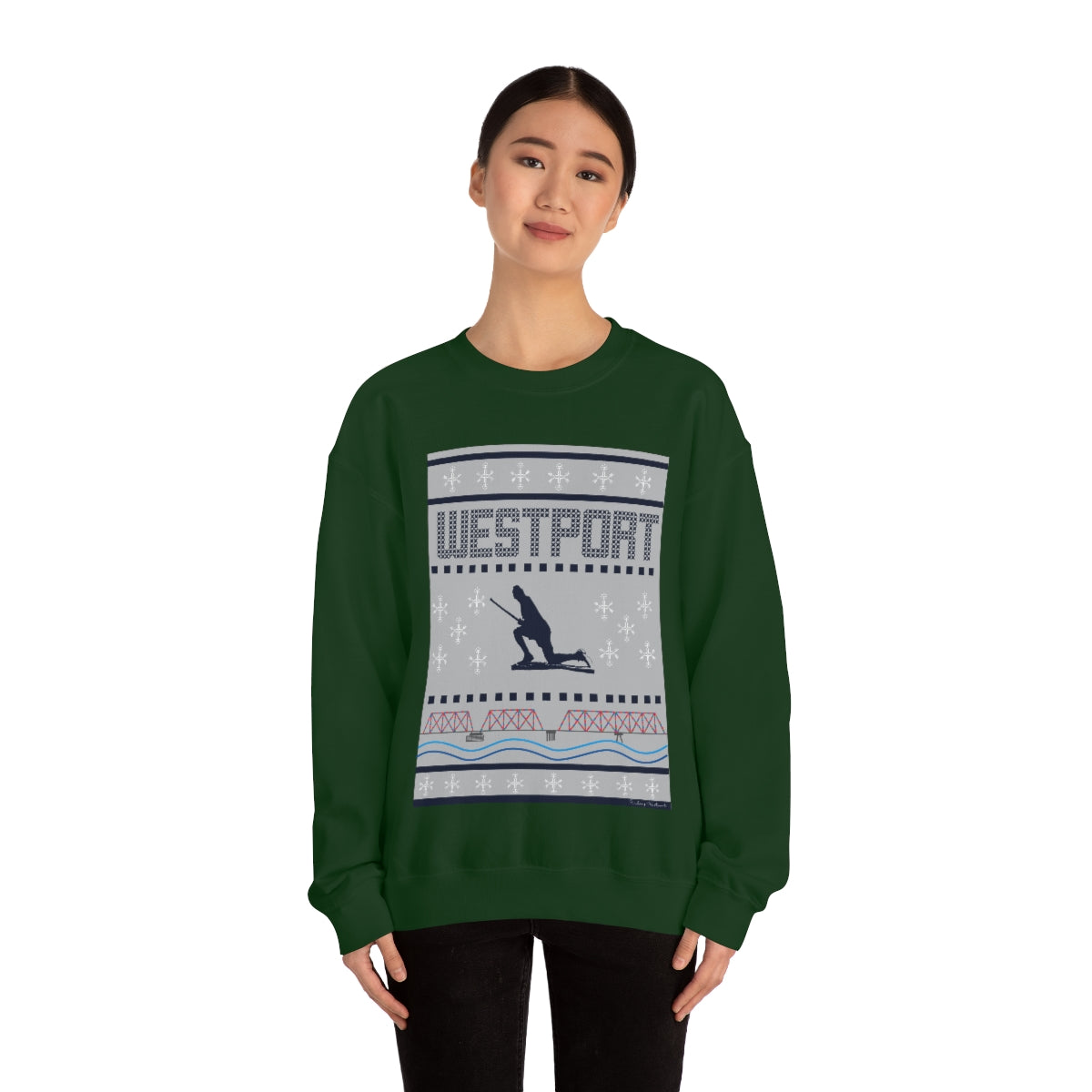 Westport Ugly Holiday Blue / White Unisex Heavy Blend™ Crewneck Sweatshirt