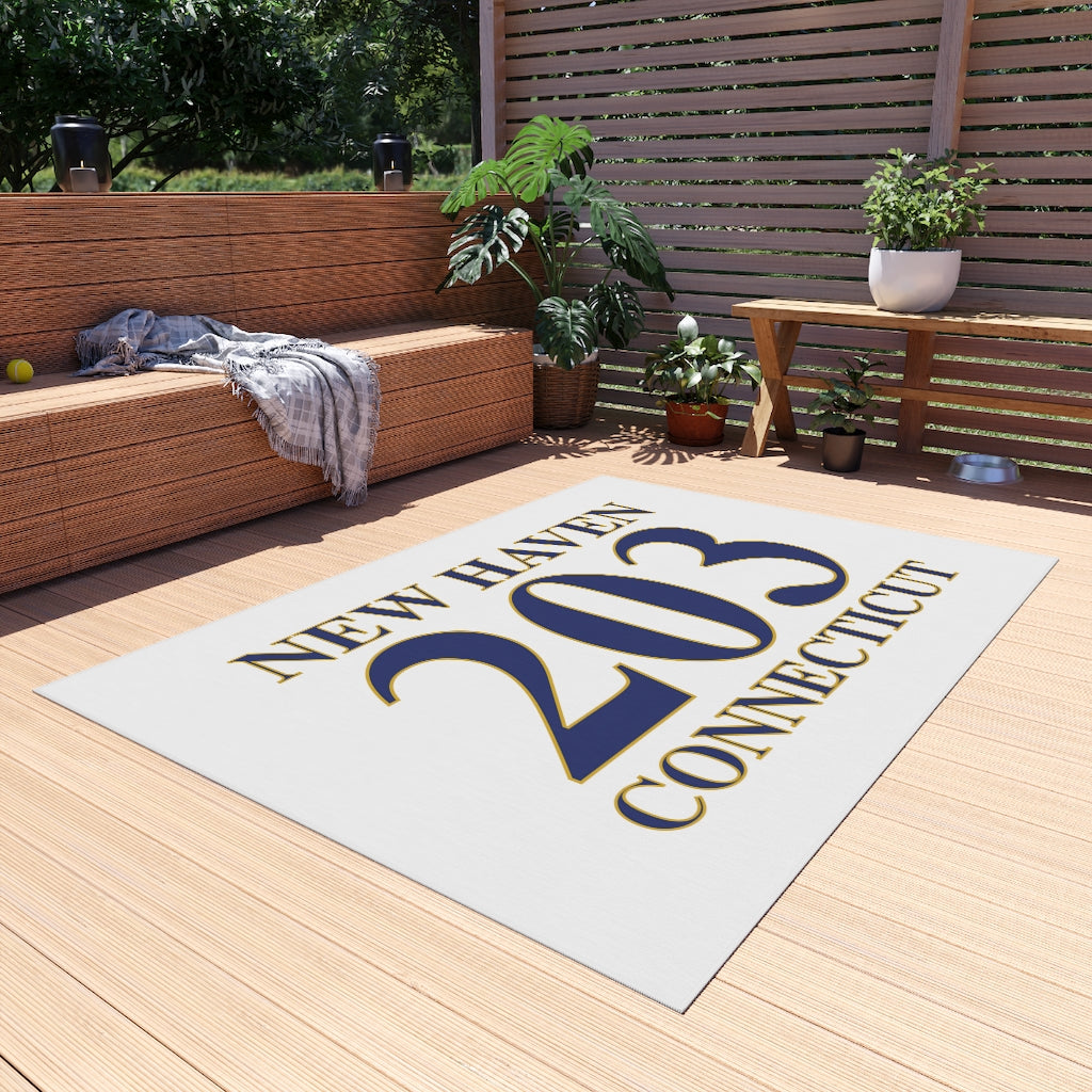 New Haven 203 Connecticut Outdoor Rug New Haven 203 Collection. Inspired by the Connecticut flag and the 203! Show off for your pride for Connecticut and Hartford! Proceeds of this collection go to help build Finding Connecticut’s website and brand. • Free USA shipping Click here to go to our home page