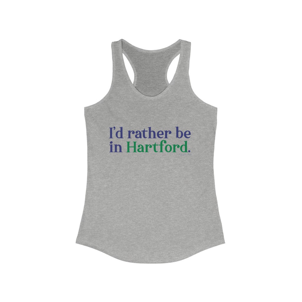 I’d rather be in Hartford Women's Ideal Racerback Tank Proceeds of this collection go to help build Finding Connecticut’s website and brand. • Free USA shipping. Click here to go to our home page
i'd rather be in hartford // hartfod connecticut tank top shirt // finding connecticut