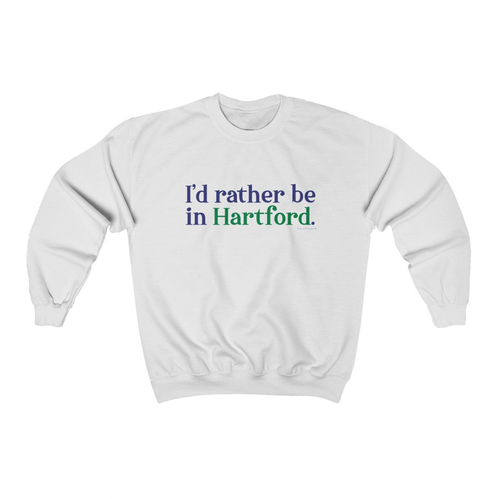 I’d rather be in Hartford Unisex Heavy Blend Crewneck Sweatshirt Proceeds of this collection go to help build Finding Connecticut’s website and brand. • Free USA shipping. Click here to go to our home page
i'd rather be in hartford // hartford connecticut sweatshirt // finding connecticut
