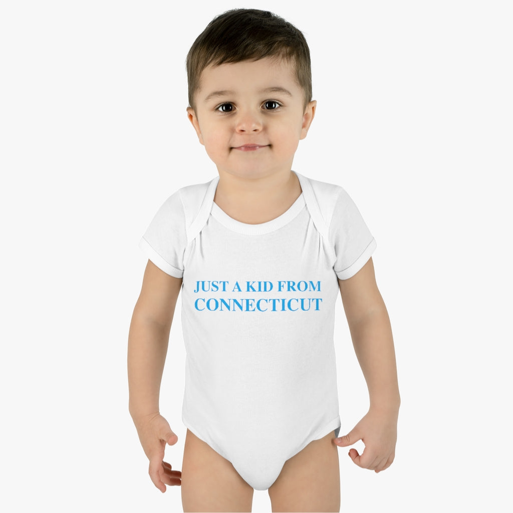 ct / connecticut infant onesie
just a kid from connecticut // connecticut onesie // finding connecticut