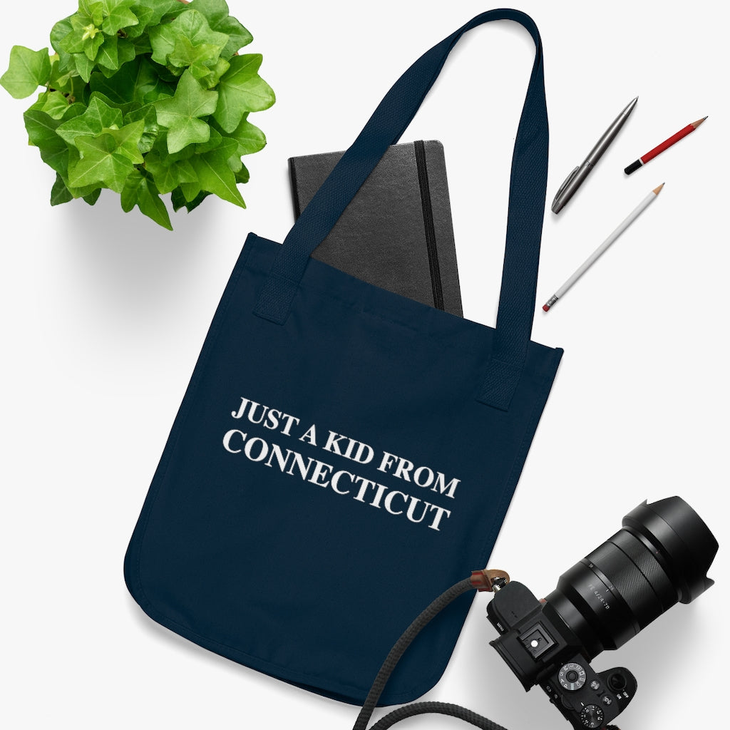just a kid from connecticut // connecticut organic tote bag // finding connecticut 100.