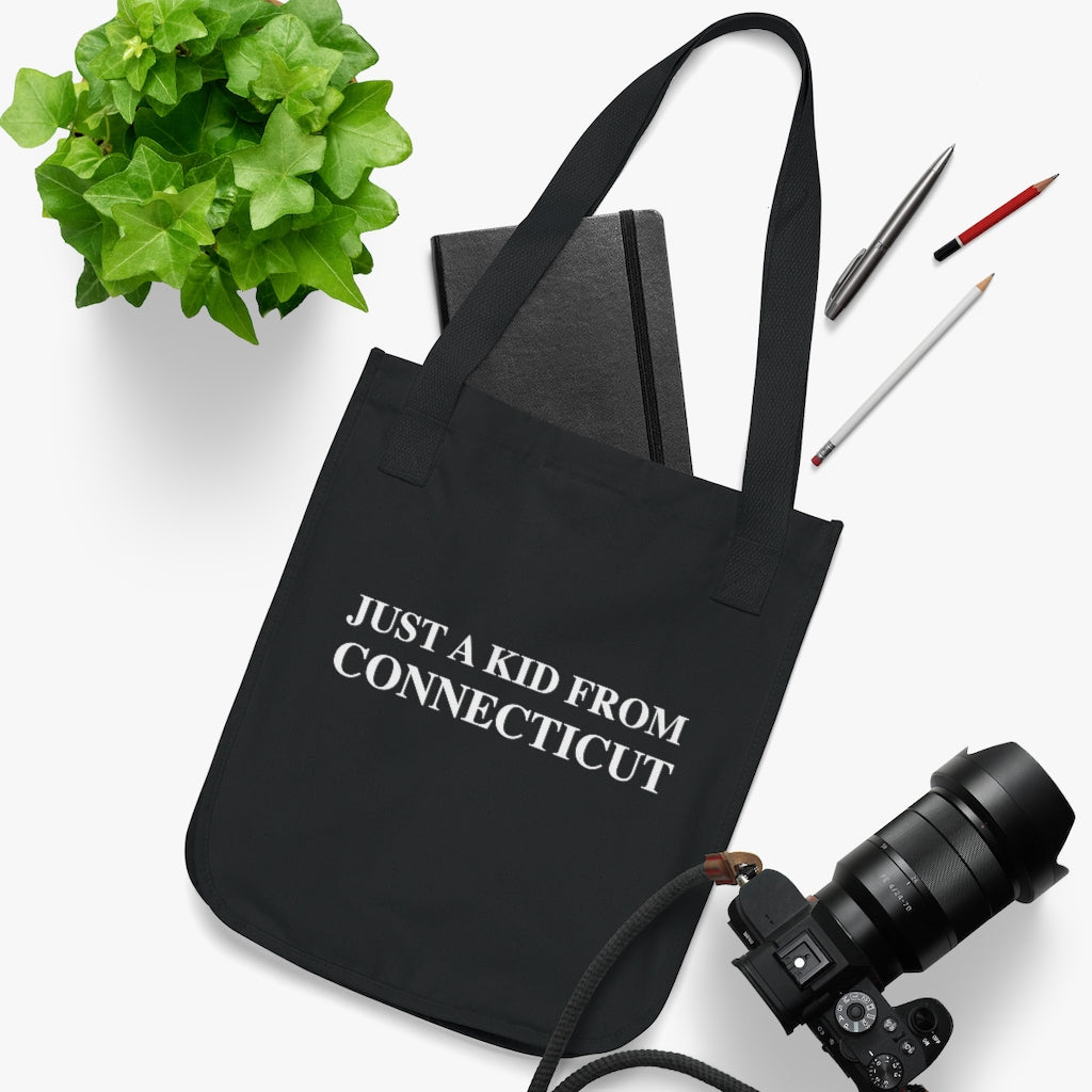 just a kid from connecticut // connecticut organic tote bag // finding connecticut 100.