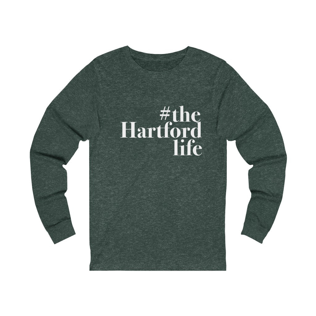#thehartfordlife Unisex Jersey Long Sleeve Tee  Proceeds help grow Finding Connecticut's website and brand.   Click here to go back to our home page. 
#thehartfodlife // hartford ct unisex long sleeve t shirt // finding connecticut