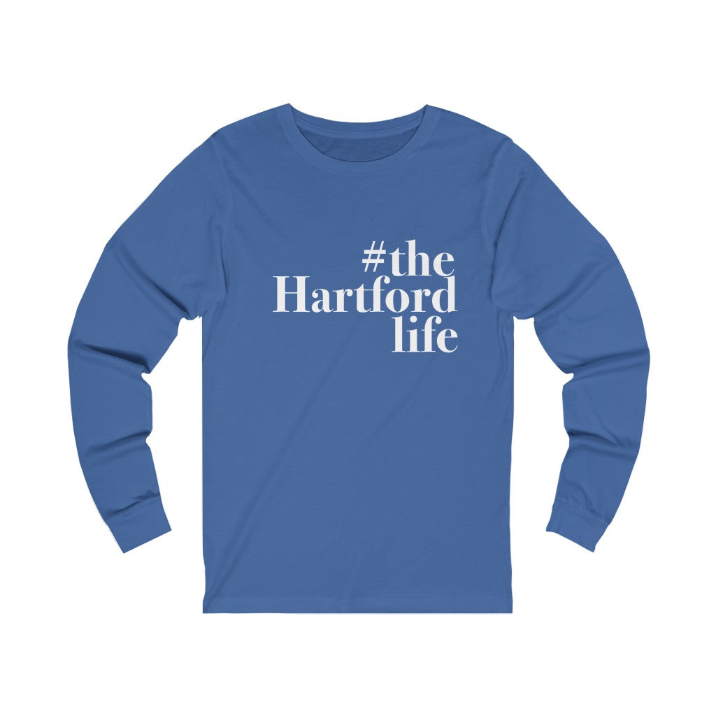 #thehartfordlife Unisex Jersey Long Sleeve Tee  Proceeds help grow Finding Connecticut's website and brand.   Click here to go back to our home page. 
#thehartfodlife // hartford ct unisex long sleeve t shirt // finding connecticut
