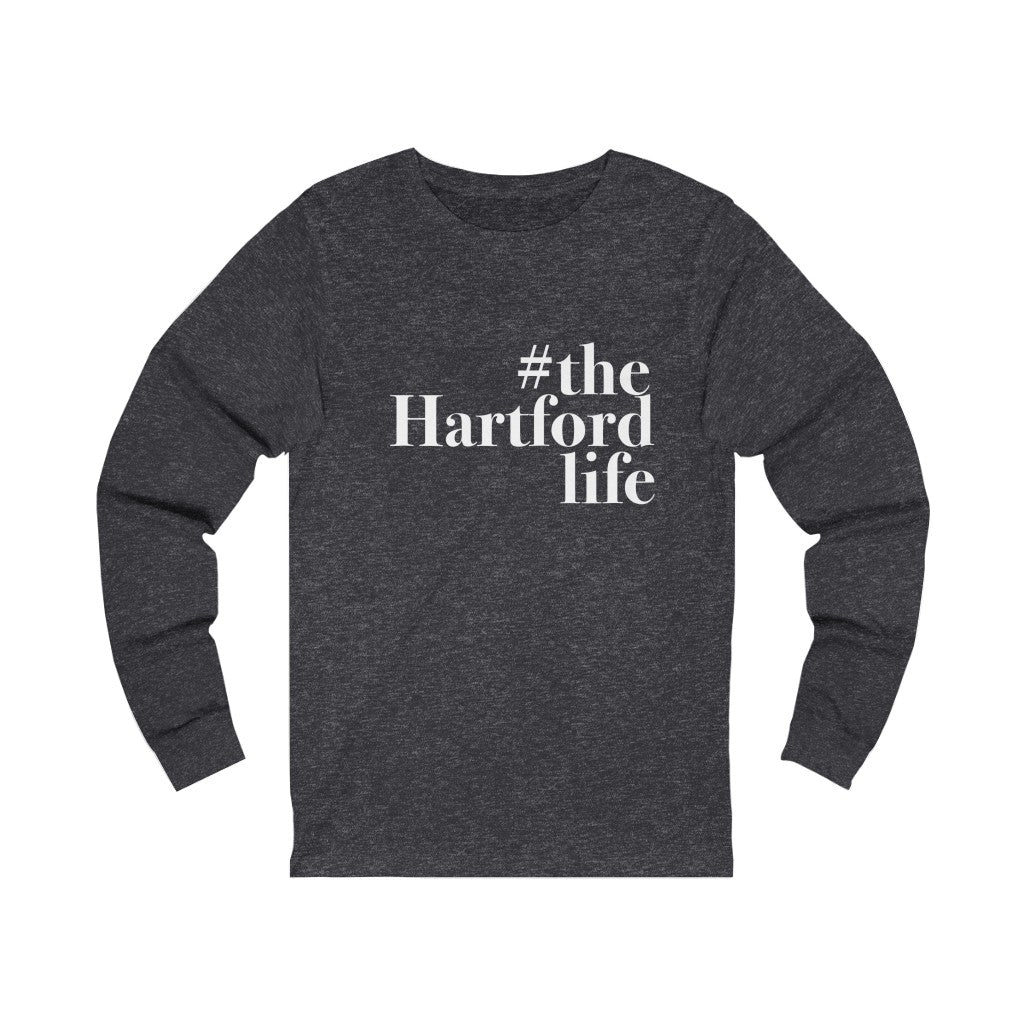 #thehartfordlife Unisex Jersey Long Sleeve Tee  Proceeds help grow Finding Connecticut's website and brand.   Click here to go back to our home page. 
#thehartfodlife // hartford ct unisex long sleeve t shirt // finding connecticut