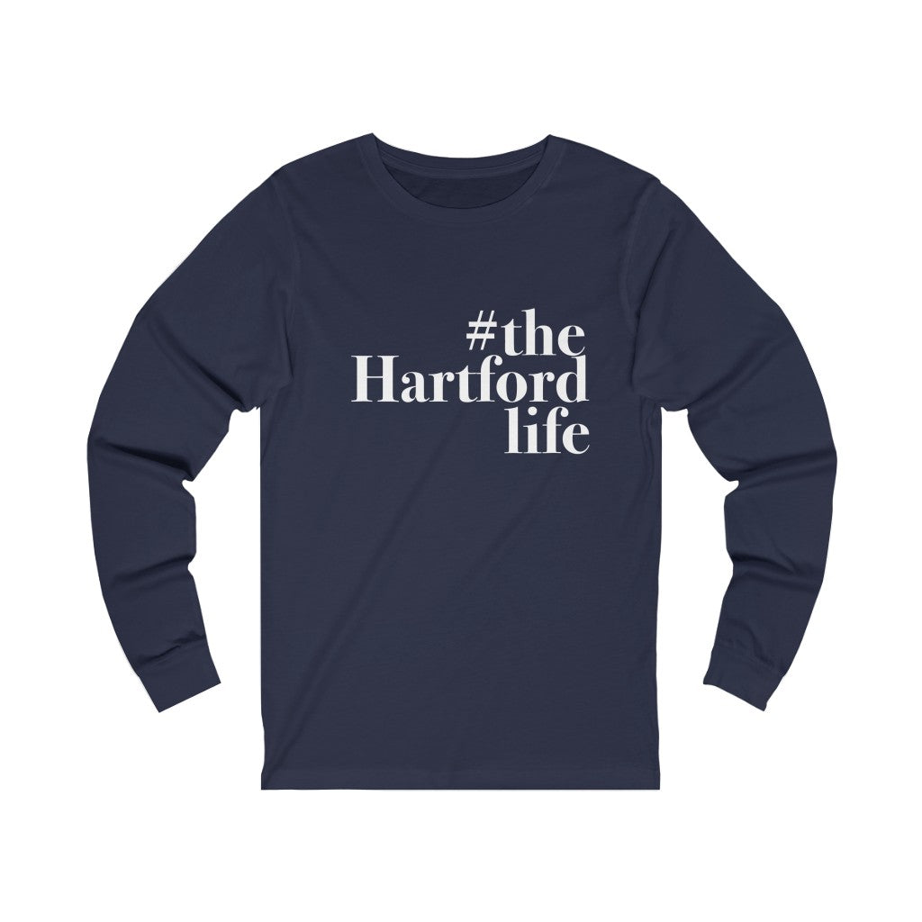 #thehartfordlife Unisex Jersey Long Sleeve Tee  Proceeds help grow Finding Connecticut's website and brand.   Click here to go back to our home page. 
#thehartfodlife // hartford ct unisex long sleeve t shirt // finding connecticut