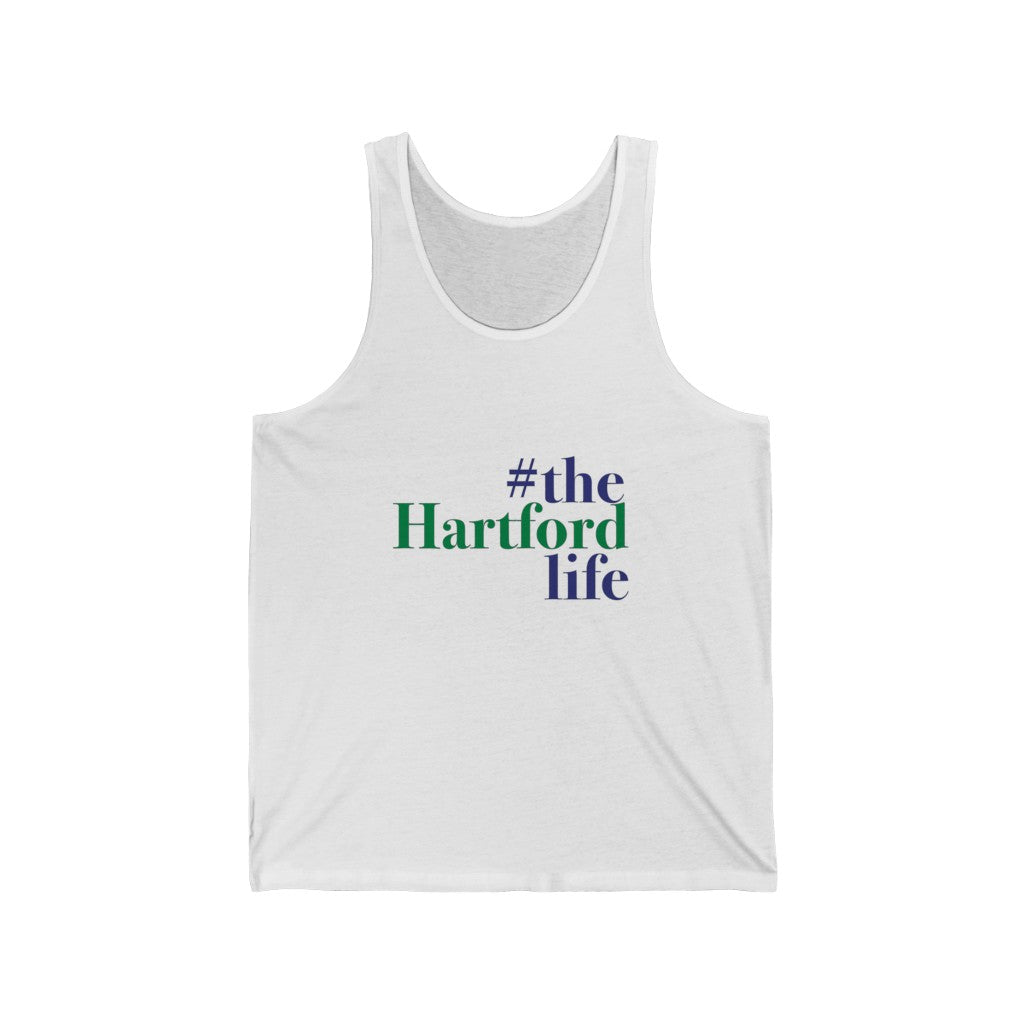 #thehartfordlife Unisex Jersey Tank  Proceeds help grow Finding Connecticut's website and brand.   Click here to go back to our home page. 
#thehartfordlife // hartford connecticut unisex tank top // finding connecticut