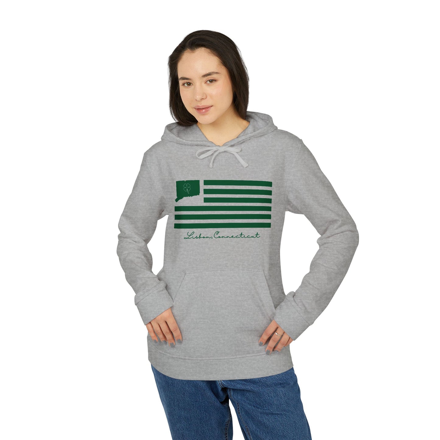 Lisbon Connecticut St. Patrick’s Day Flag adidas Unisex Fleece Hoodie