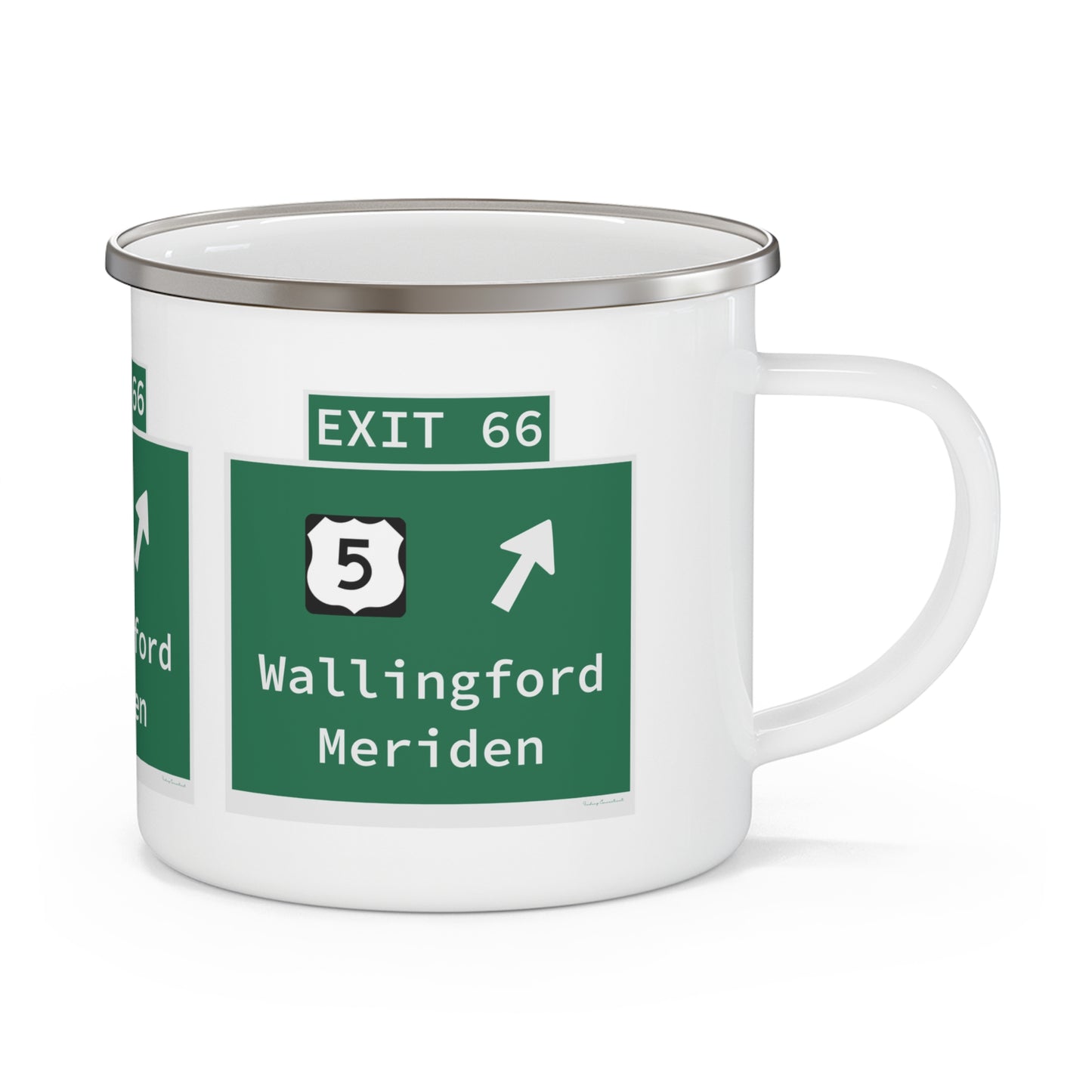 Vintage WCP Exit 66 Sign Enamel Camping Mug