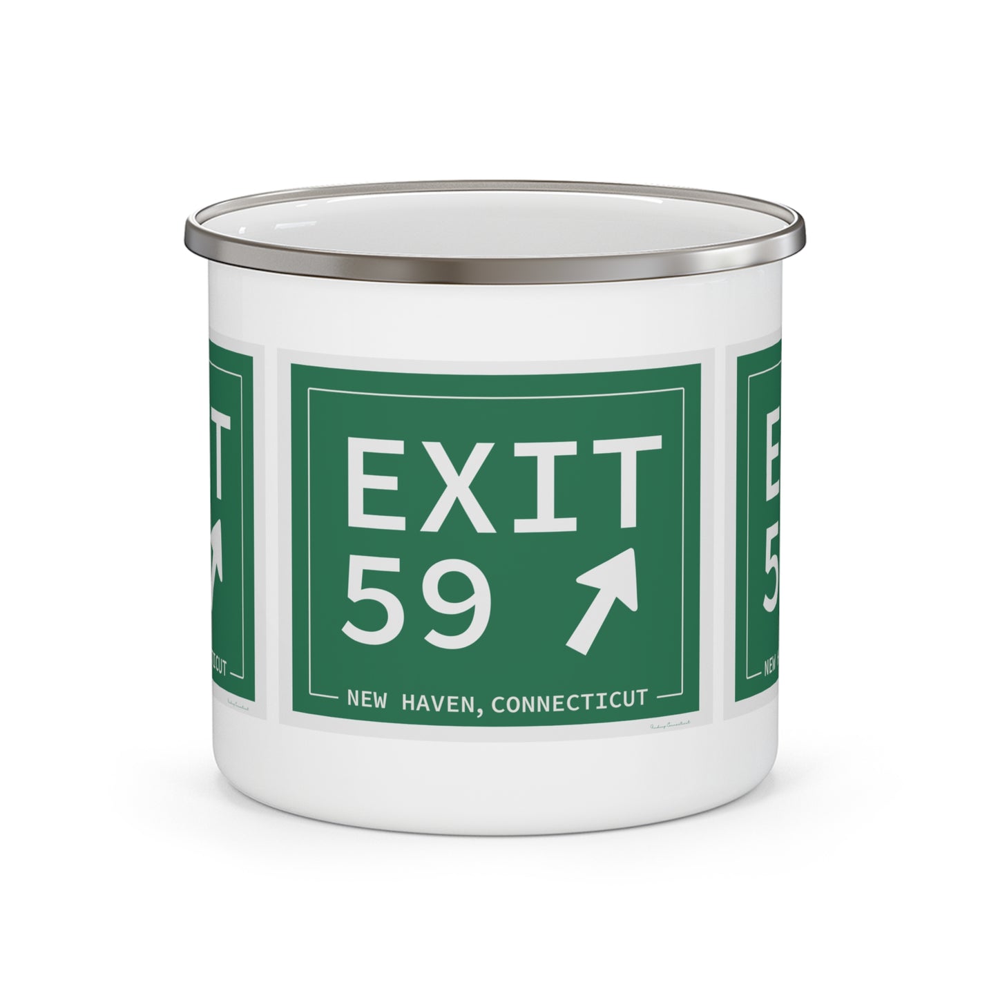 Vintage Exit 59 WCP Sign Enamel Camping Mug