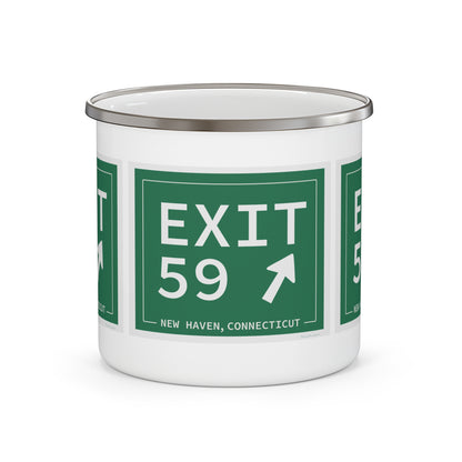 Vintage Exit 59 WCP Sign Enamel Camping Mug