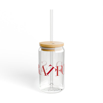41 Tilt Stratford Glass Can with Straw and Lid, 16oz