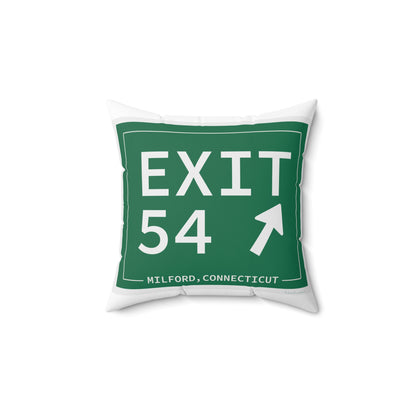 Vintage Exit 54  Merritt Parkway Sign Spun Polyester Square Pillow
