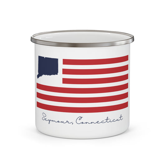 Seymour Connecticut Flag Enamel Camping Mug