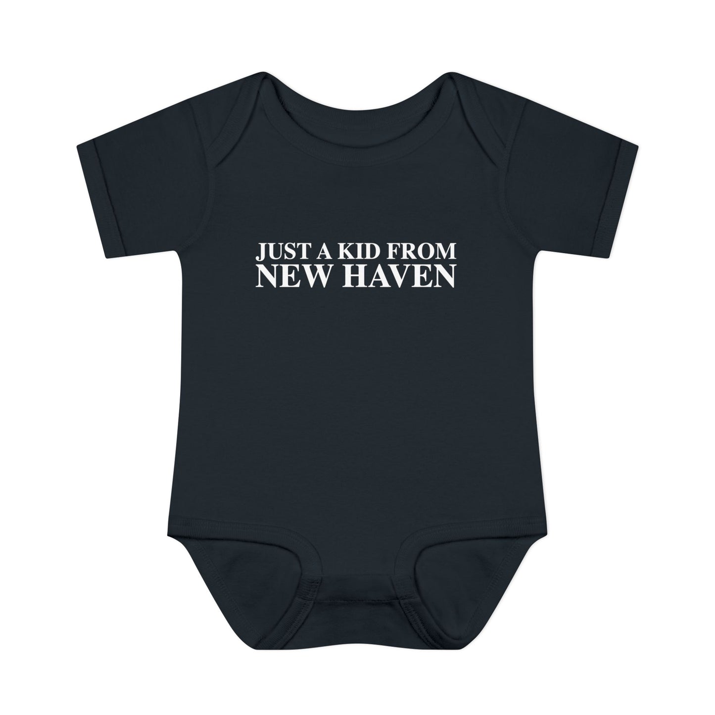 Just a kid from New Haven Infant Baby Rib Bodysuit