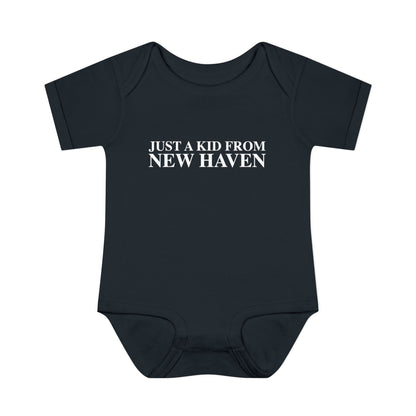 Just a kid from New Haven Infant Baby Rib Bodysuit