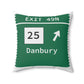 Vintage Merritt Parkway Exit 49N Sign Spun Polyester Square Pillow