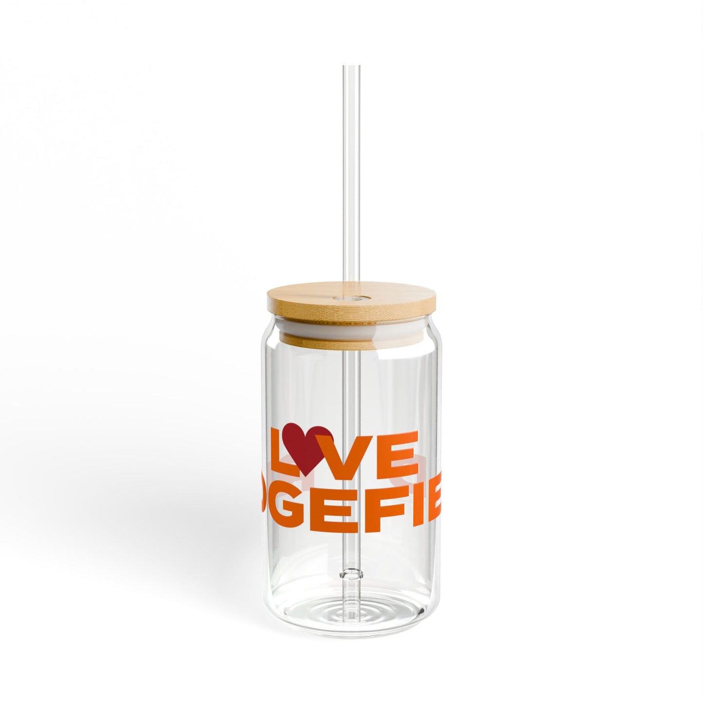 Love Ridgefield Glass Can with Straw and Lid, 16oz