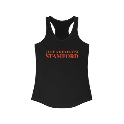 Just a kid from Stamford Women's Ideal Racerback Tank Top