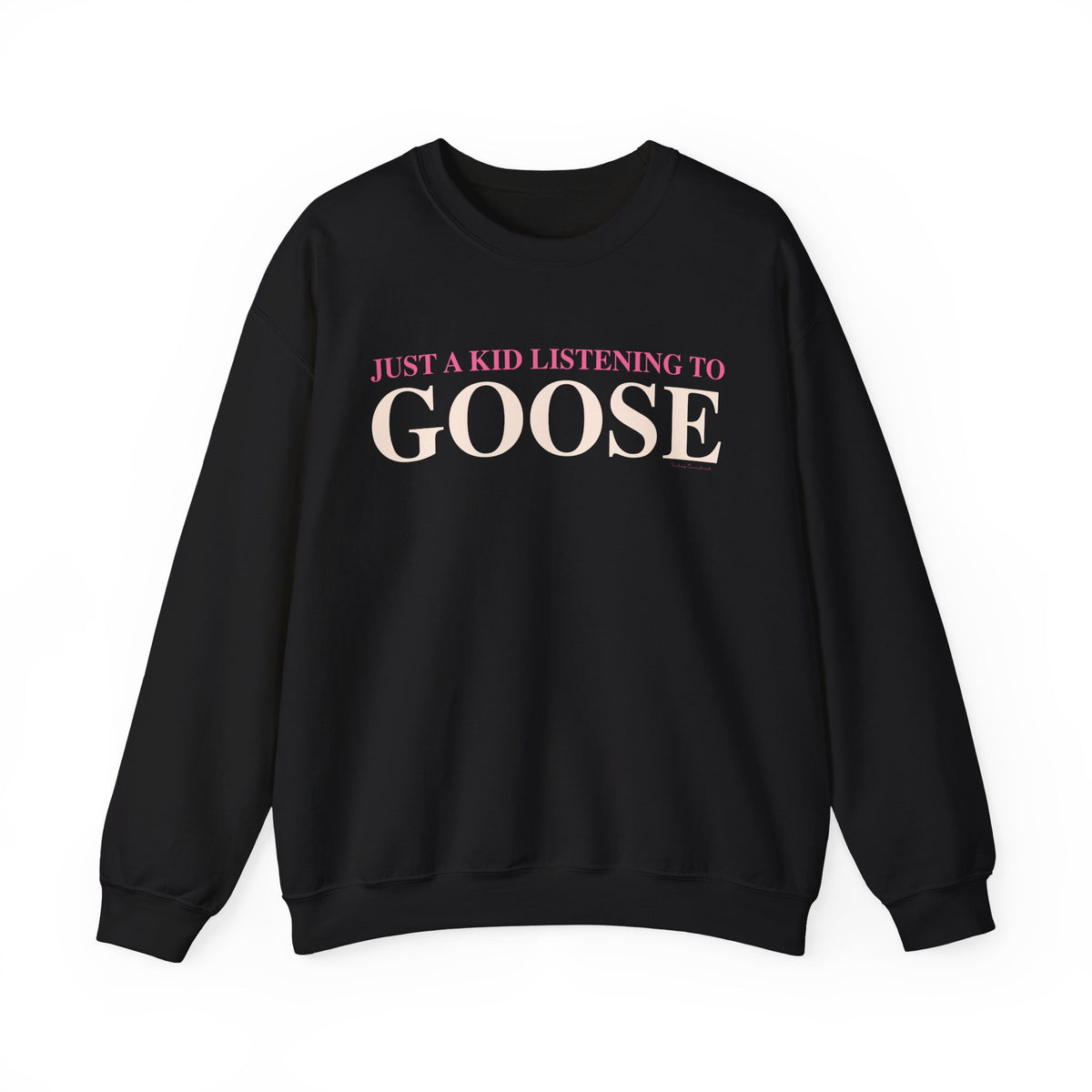 Just a kid listening to Goose - Peach & Pink Unisex Heavy Blend™ Crewneck Sweatshirt