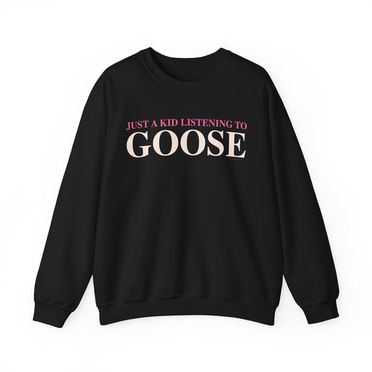 Just a kid listening to Goose - Peach & Pink Unisex Heavy Blend™ Crewneck Sweatshirt