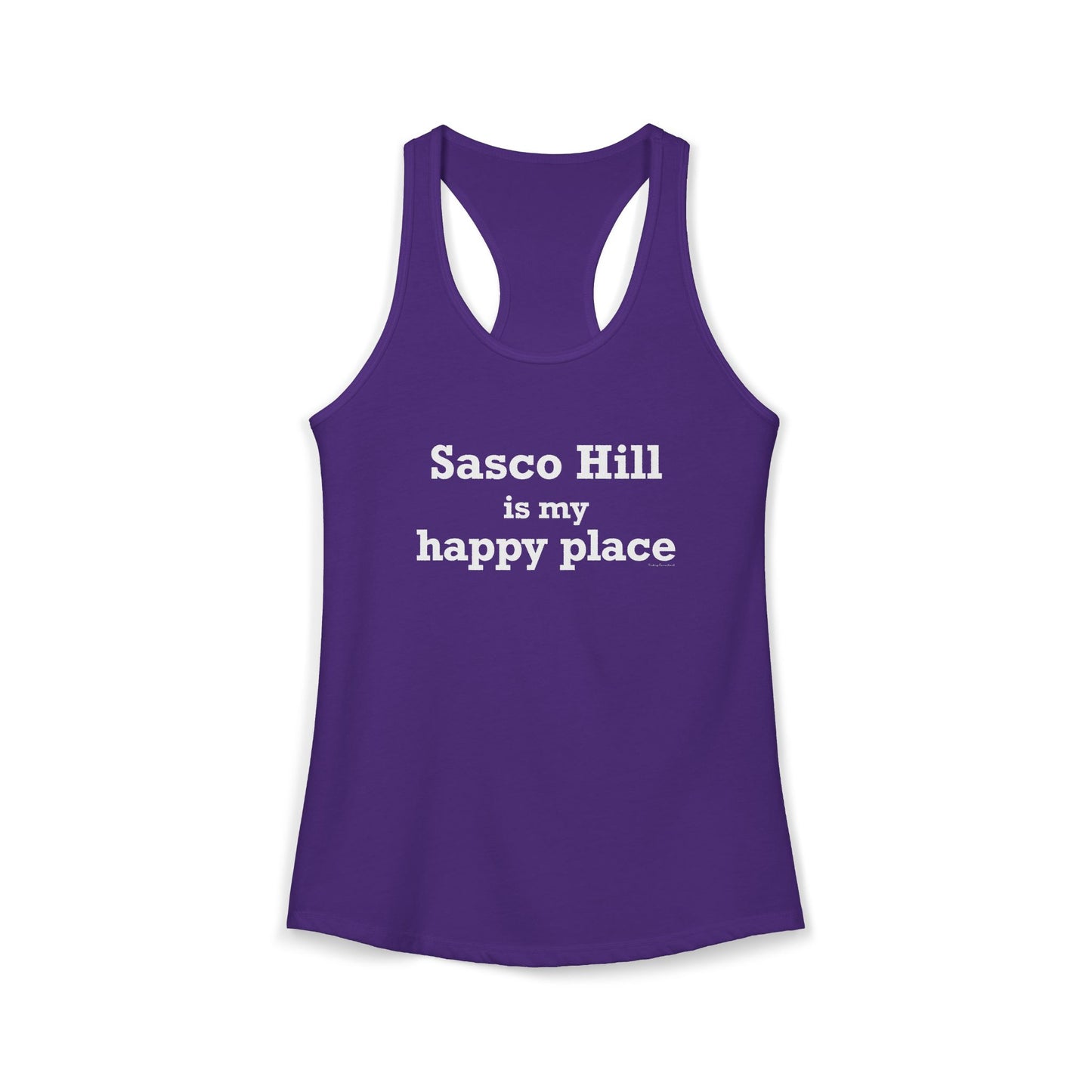 Sasco Hill is My Happy Place Women's Ideal Racerback Tank Top