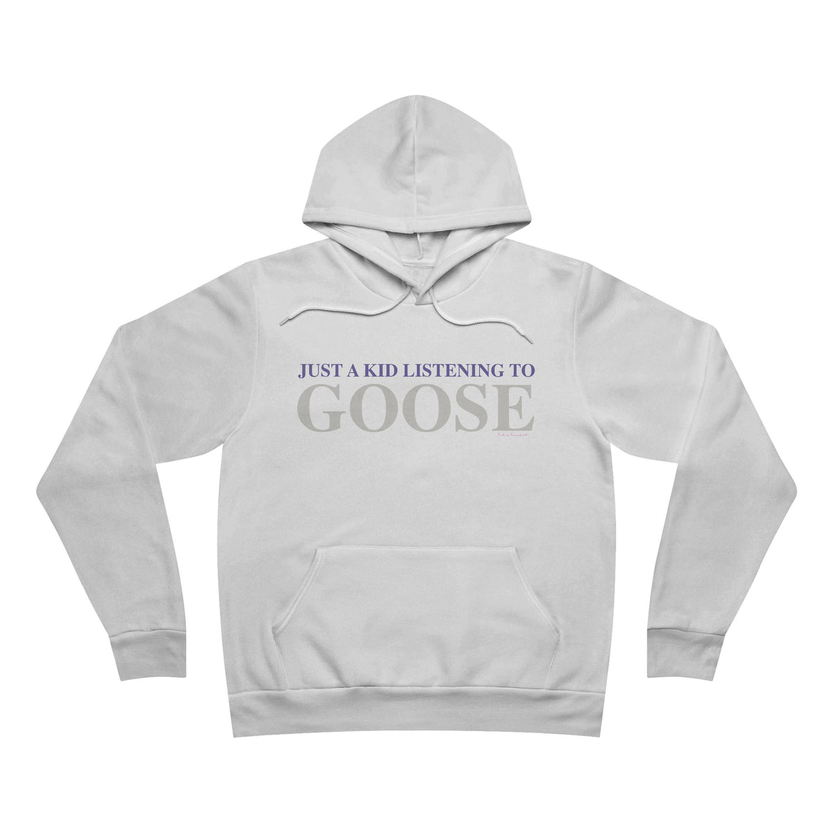 Just a kid listening to Goose - Gray & Purple Unisex Sponge Fleece Pullover Hoodie