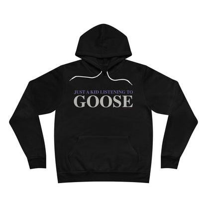 Just a kid listening to Goose - Gray & Purple Unisex Sponge Fleece Pullover Hoodie