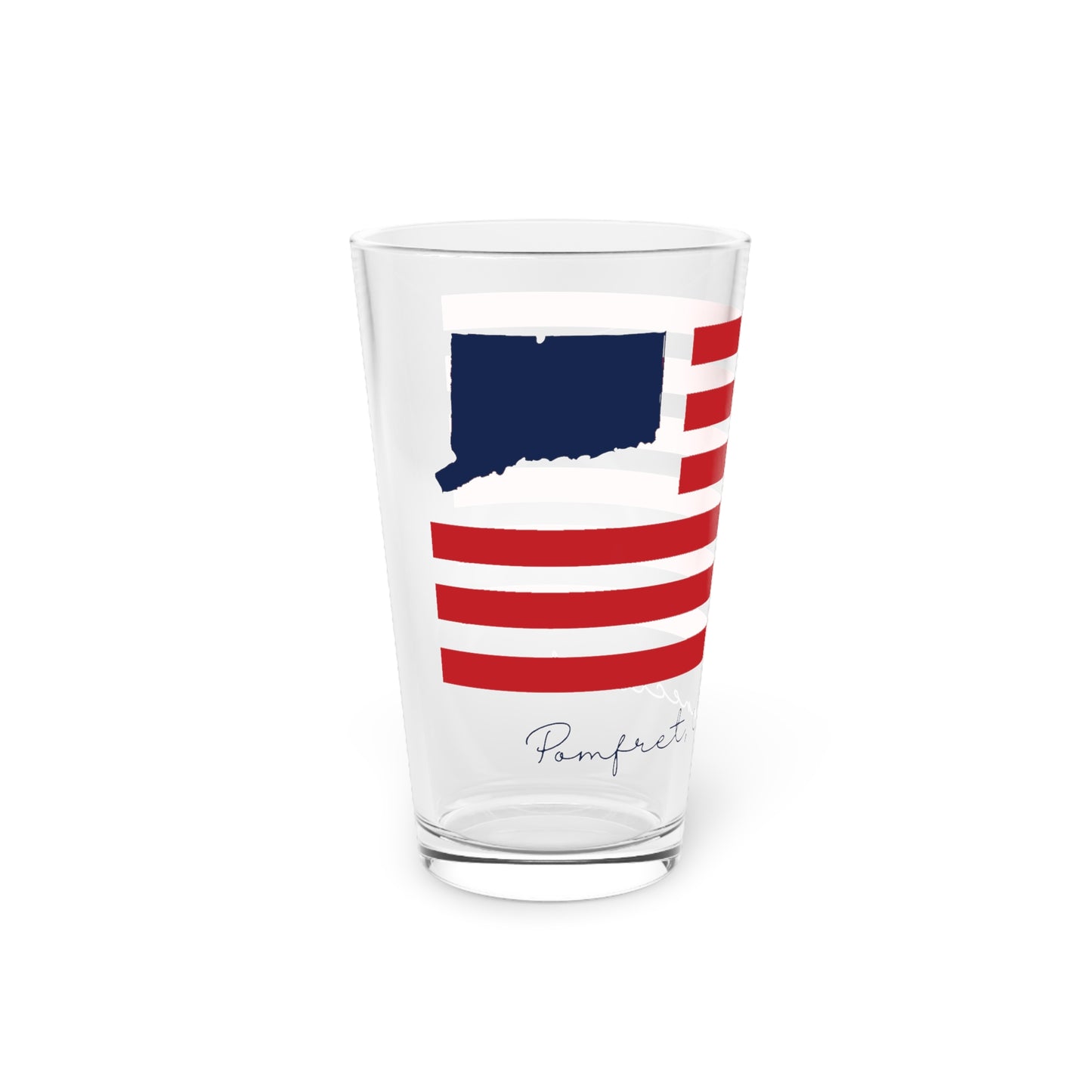 Pomfret Connecticut Flag Pint Glass, 16oz