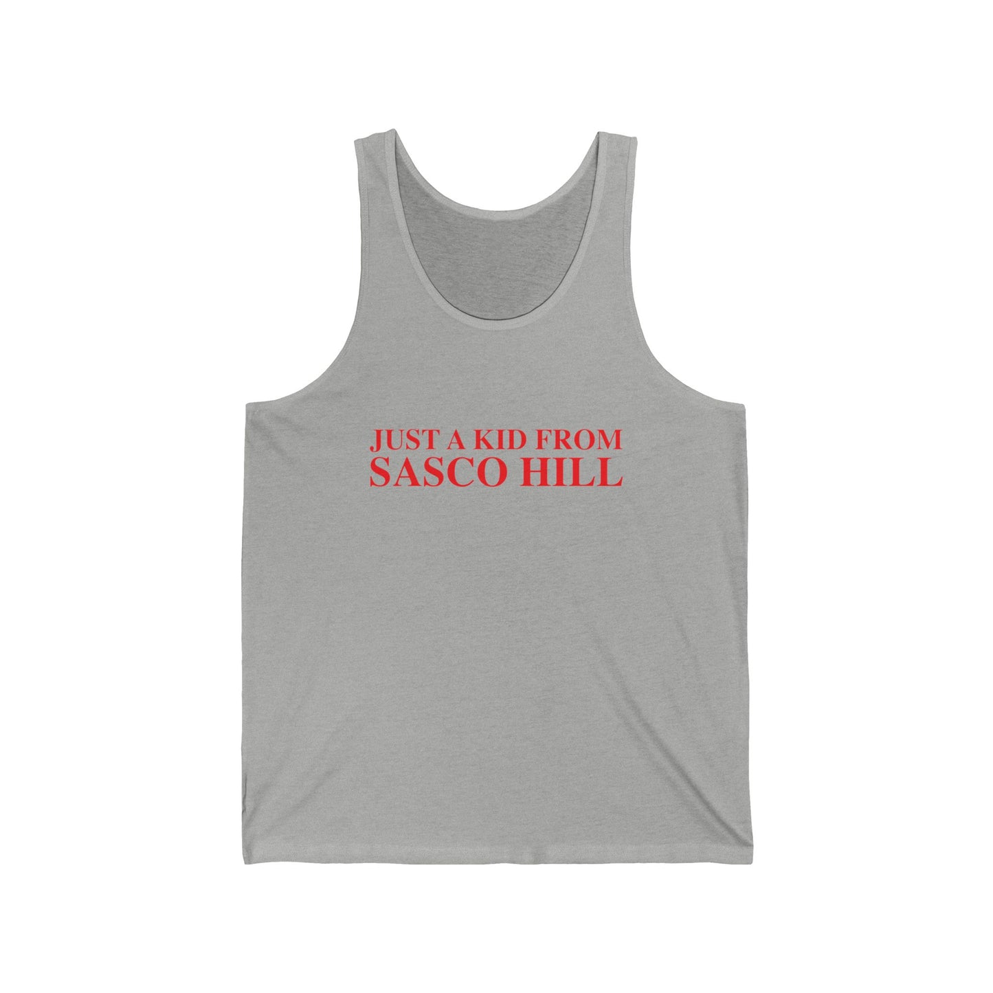 Just a kid from Sasco Hill Unisex Jersey Tank Top