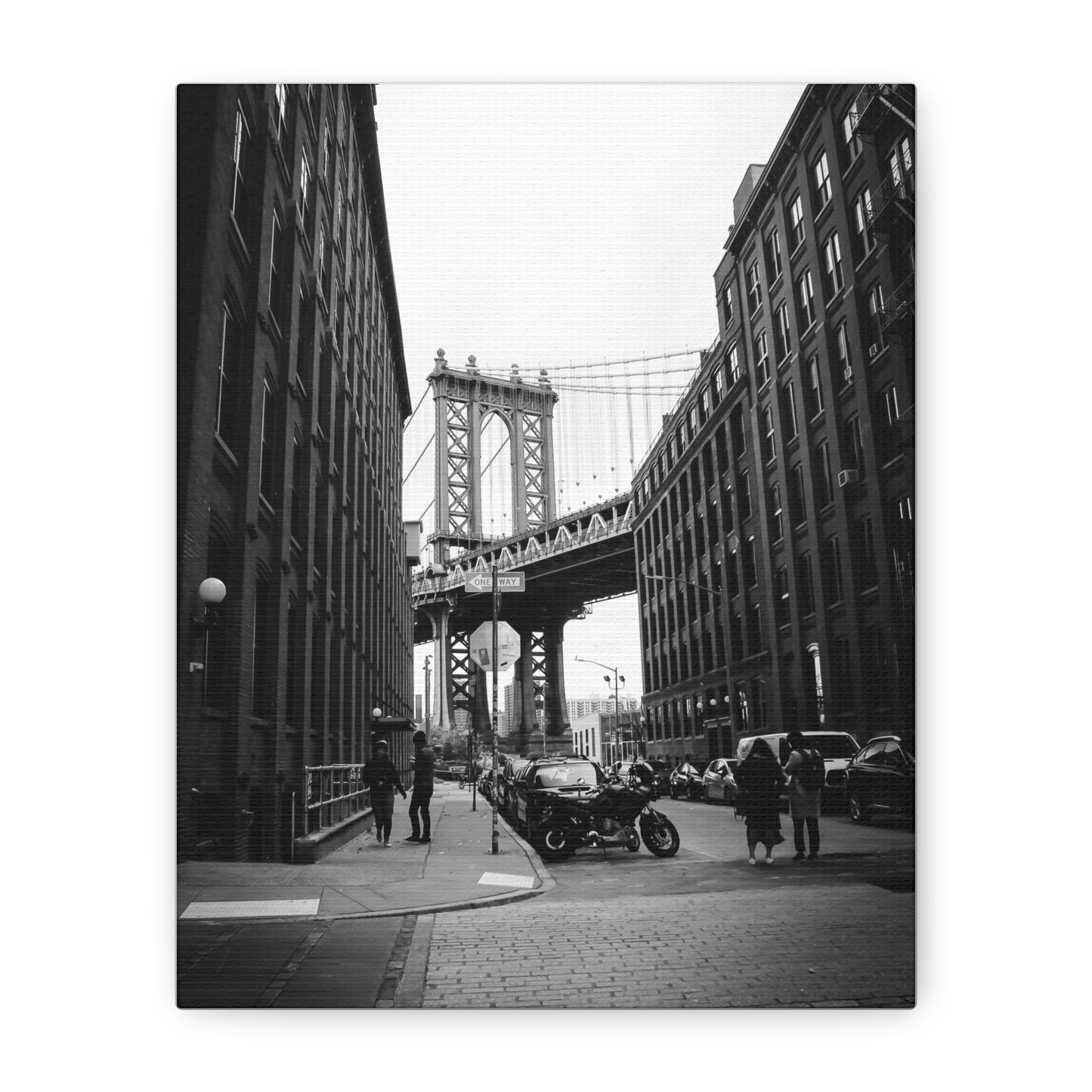 Manhattan Bridge Black and White Matte Canvas, Stretched, 1.25"