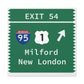 Vintage Merritt Parkway Exit 54 Sign Matte Canvas, Stretched, 1.25"