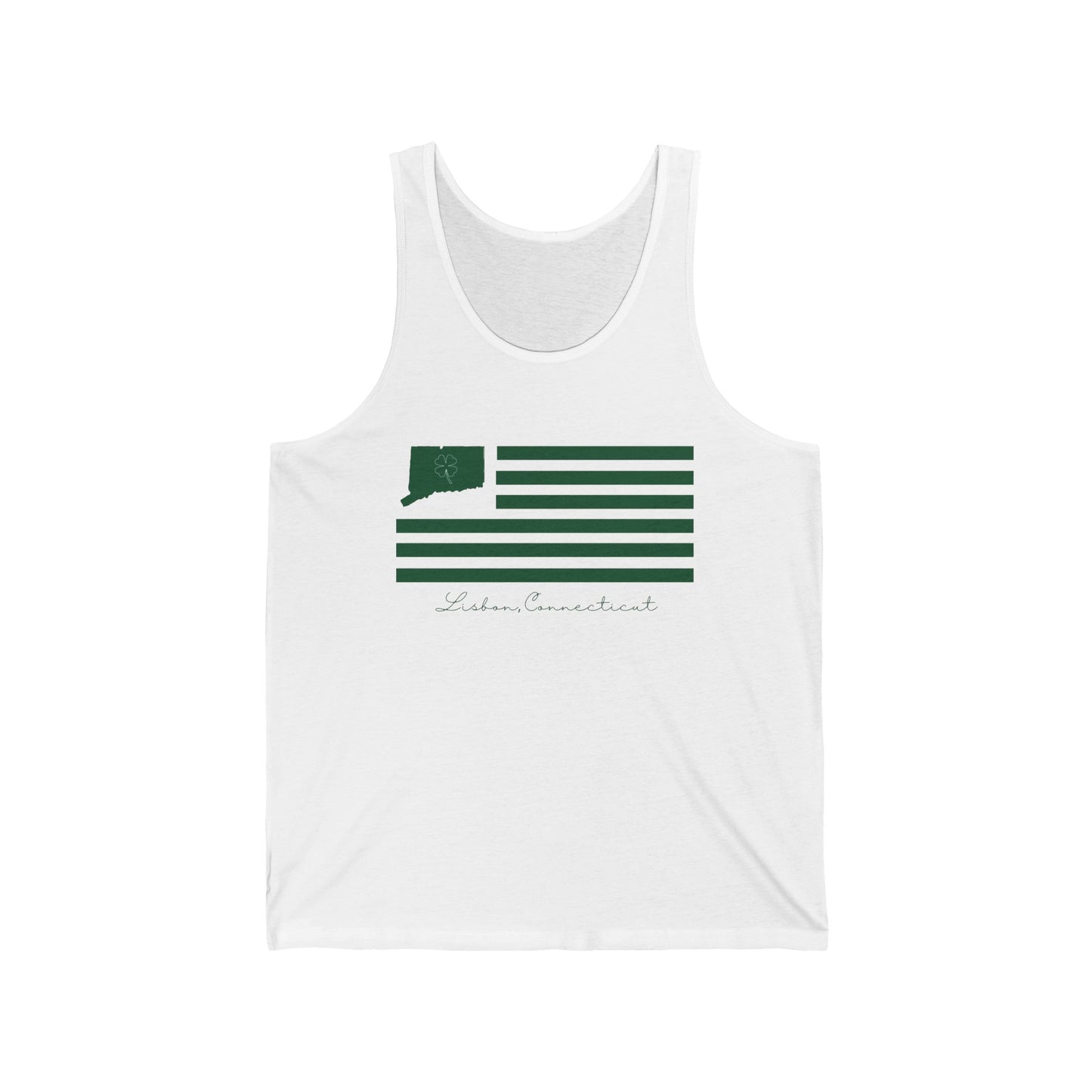 Lisbon Connecticut St. Patrick’s Day Flag Unisex Jersey Tank Top