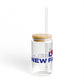 Love New Fairfield Glass Can with Straw and Lid, 16oz