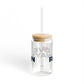 Love Rowayton Glass Can with Straw and Lid, 16oz