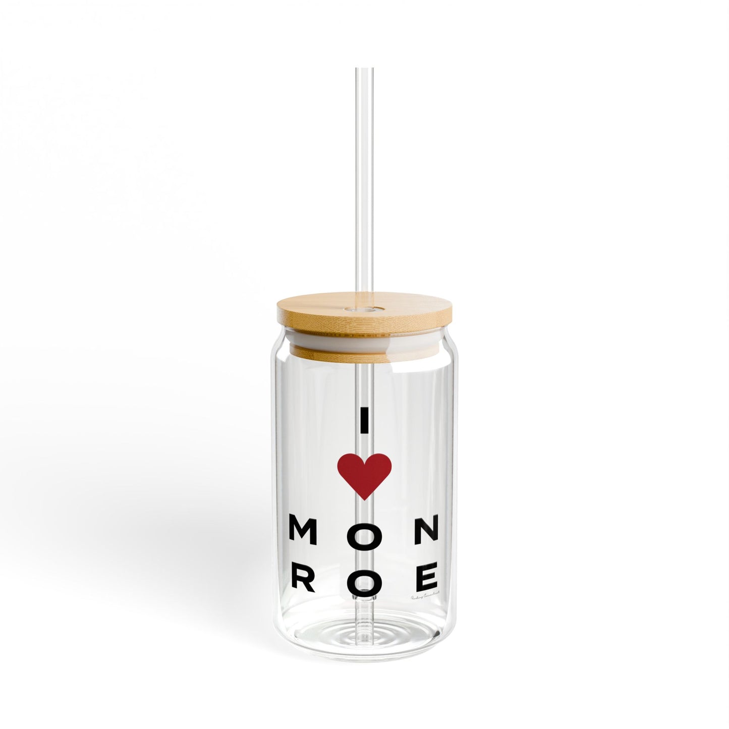 Monroe Vision Glass Can with Straw and Lid, 16oz
