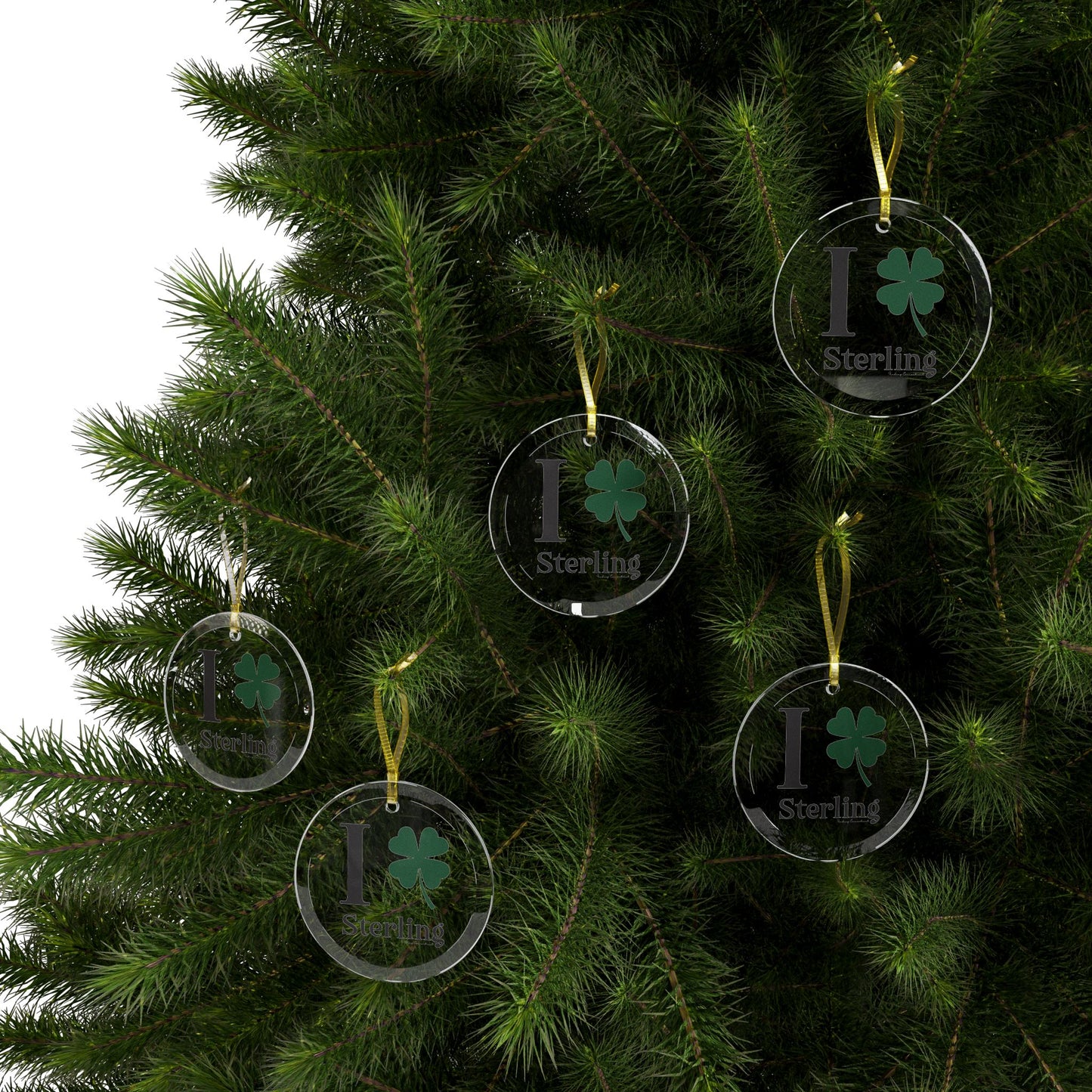I Clover Sterling Glass Ornaments