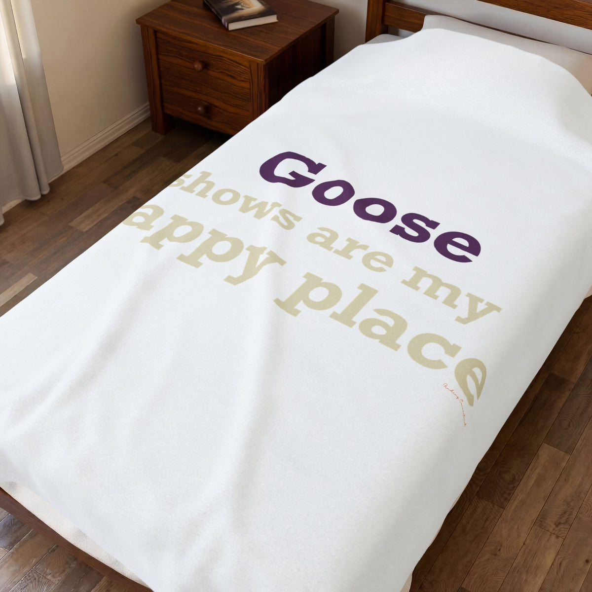 Goose Shows Are My Happy Place  - Cream  & Purple Velveteen Plush Blanket