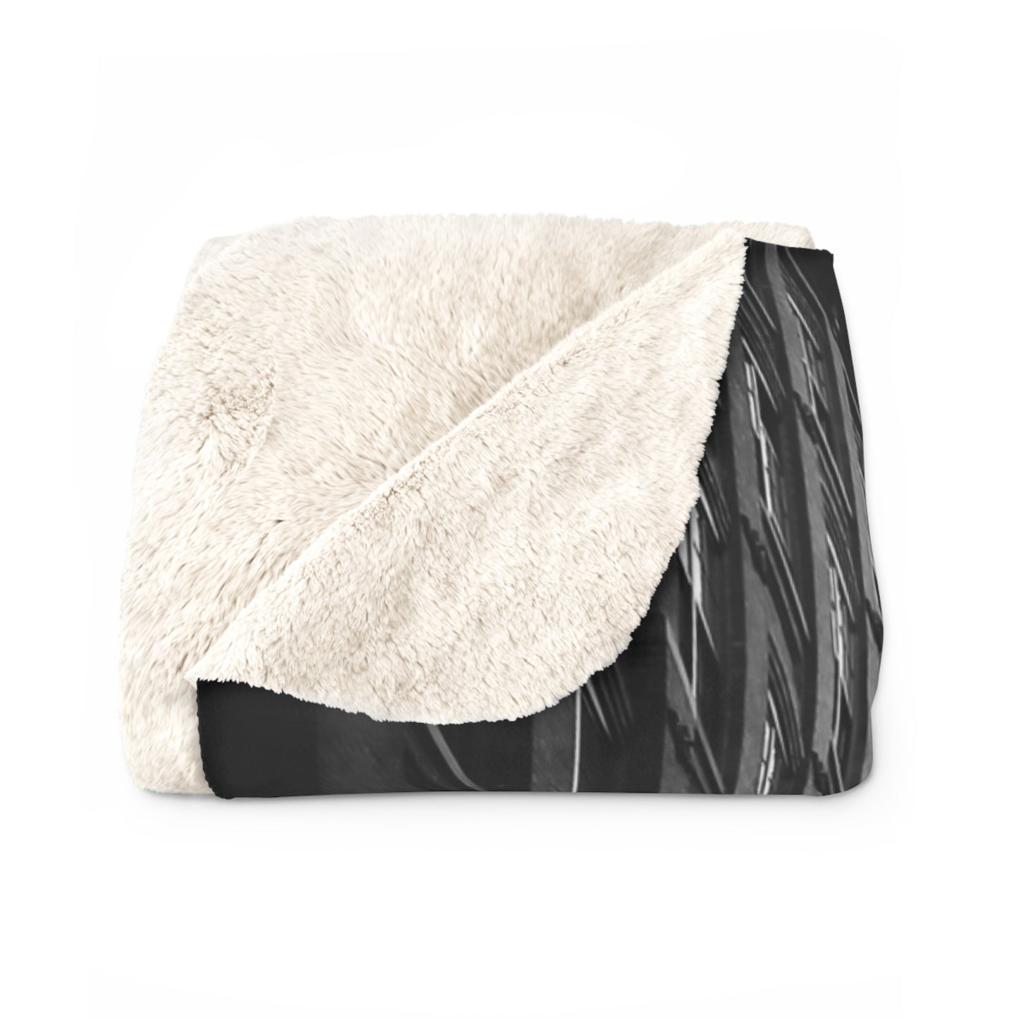 Manhattan Bridge Black and White Sherpa Fleece Blanket