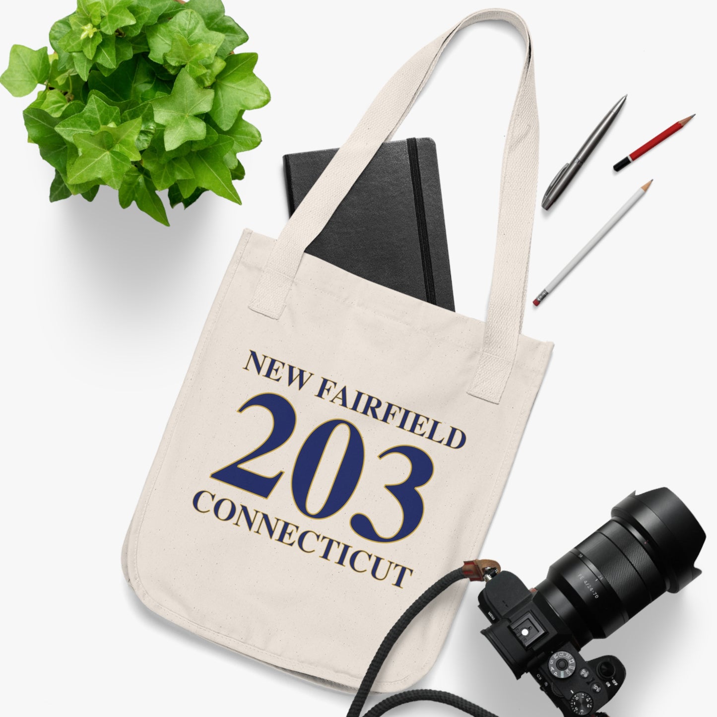 New Fairfield 203 Connecticut Organic Canvas Tote Bag