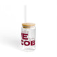 Love Cos Cob Glass Can with Straw and Lid, 16oz