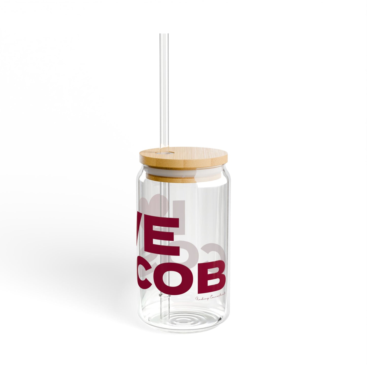 Love Cos Cob Glass Can with Straw and Lid, 16oz