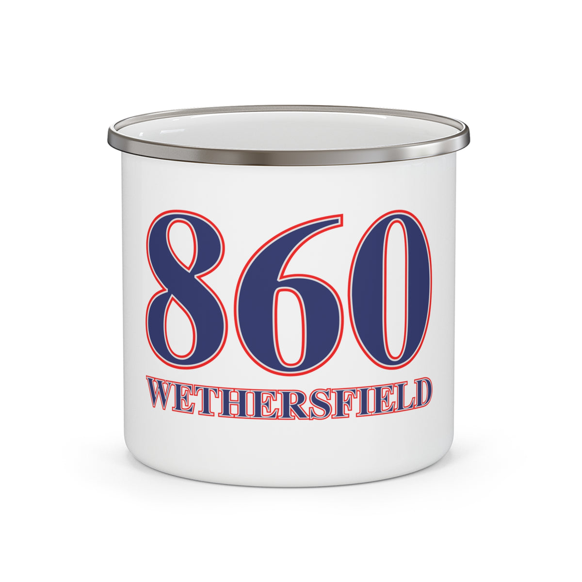 860 Wethersfield Red, White & Blue Enamel Camping Mug