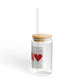 New Canaan Love Glass Can with Straw and Lid, 16oz