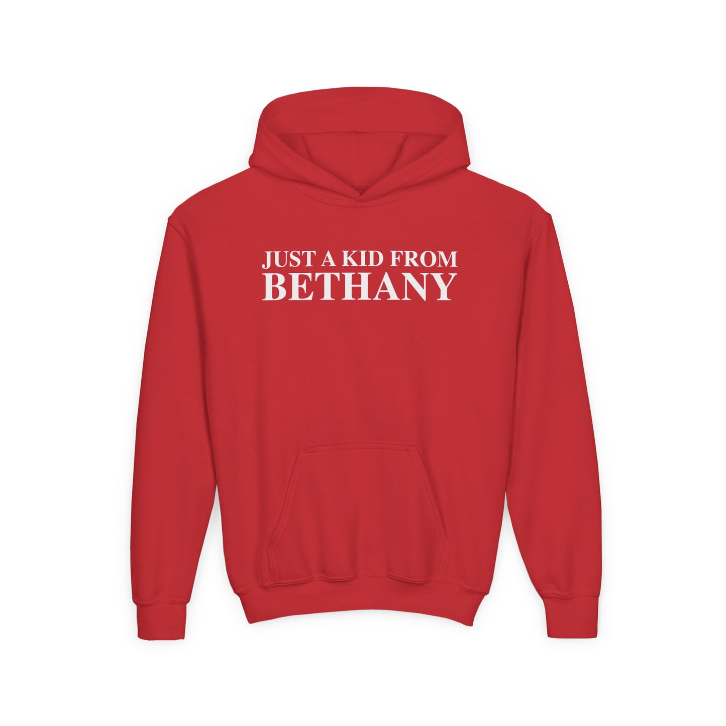 Just a kid from Bethany Youth Heavy Blend Hooded Sweatshirt