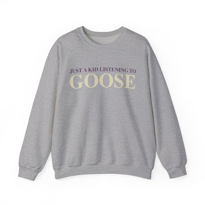 Just a kid listening to Goose - Cream & Purple Unisex Heavy Blend™ Crewneck Sweatshirt