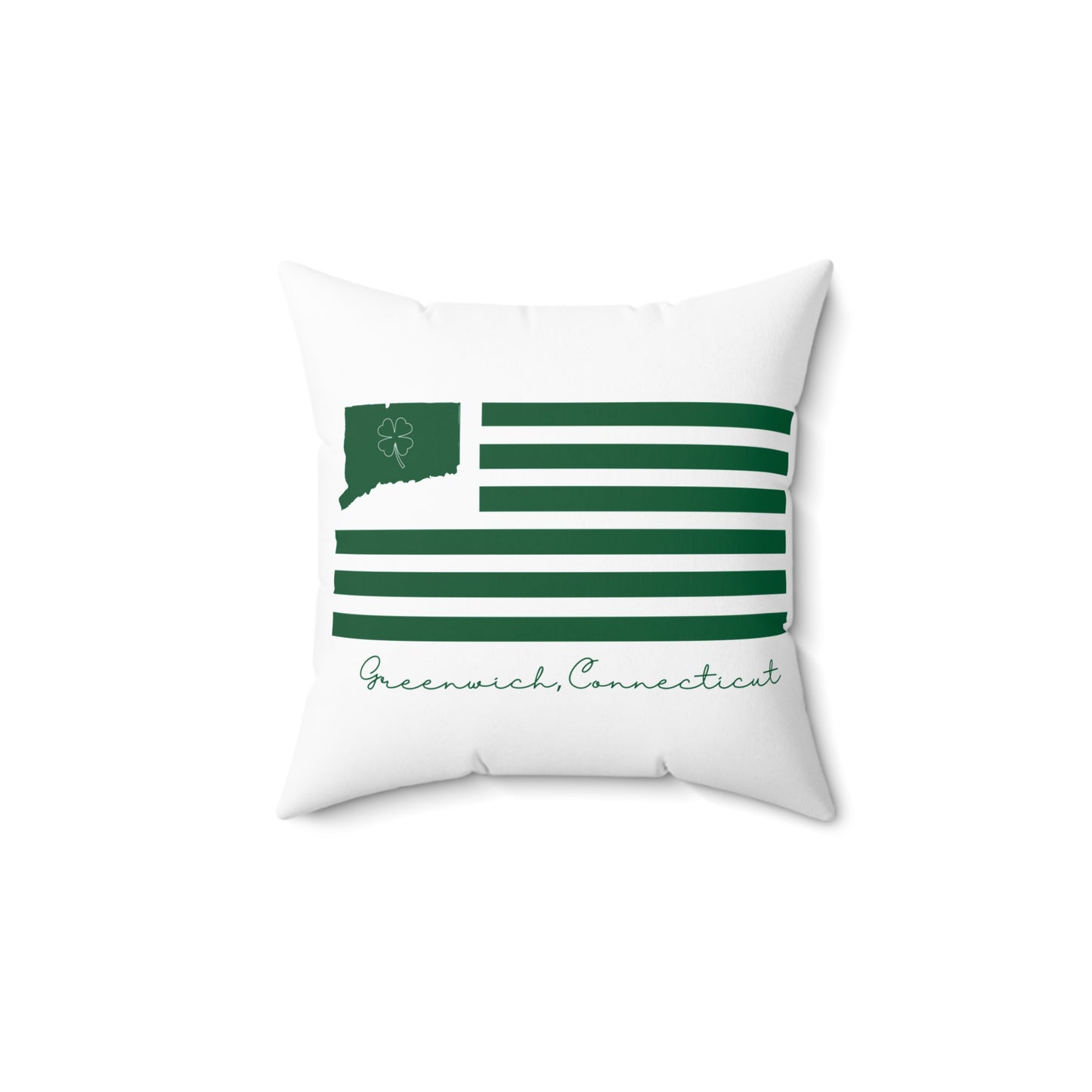 Greenwich Connecticut St Patrick’s Day Flag Spun Polyester Square Pillow