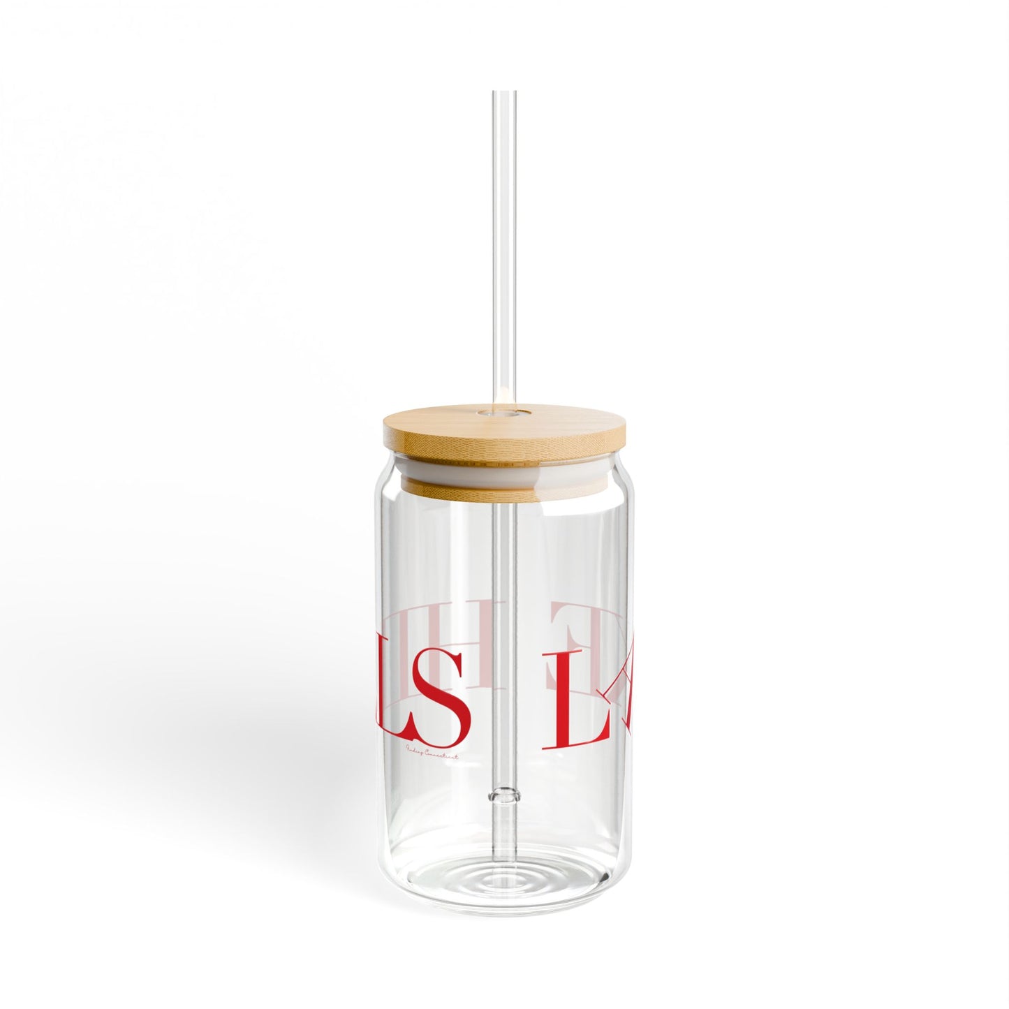 41 Tilt Lake Hills Glass Can with Straw and Lid, 16oz